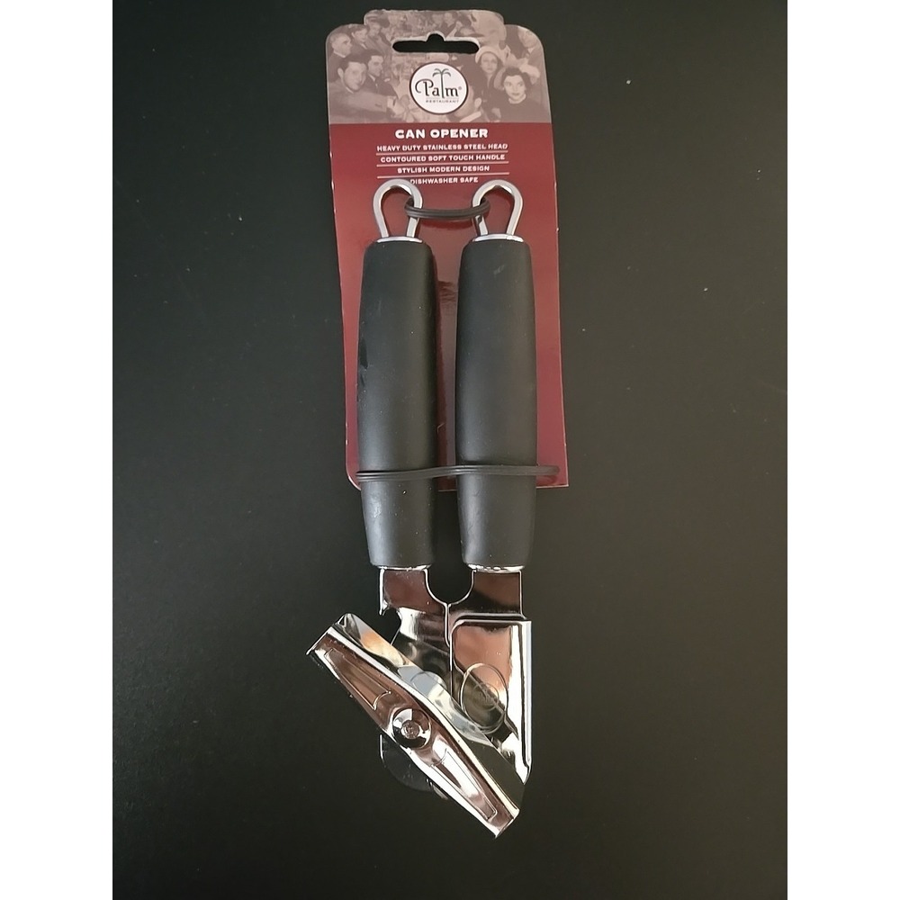 Stainless Steel Can Opener Heavy Duty Black & Silver Handles